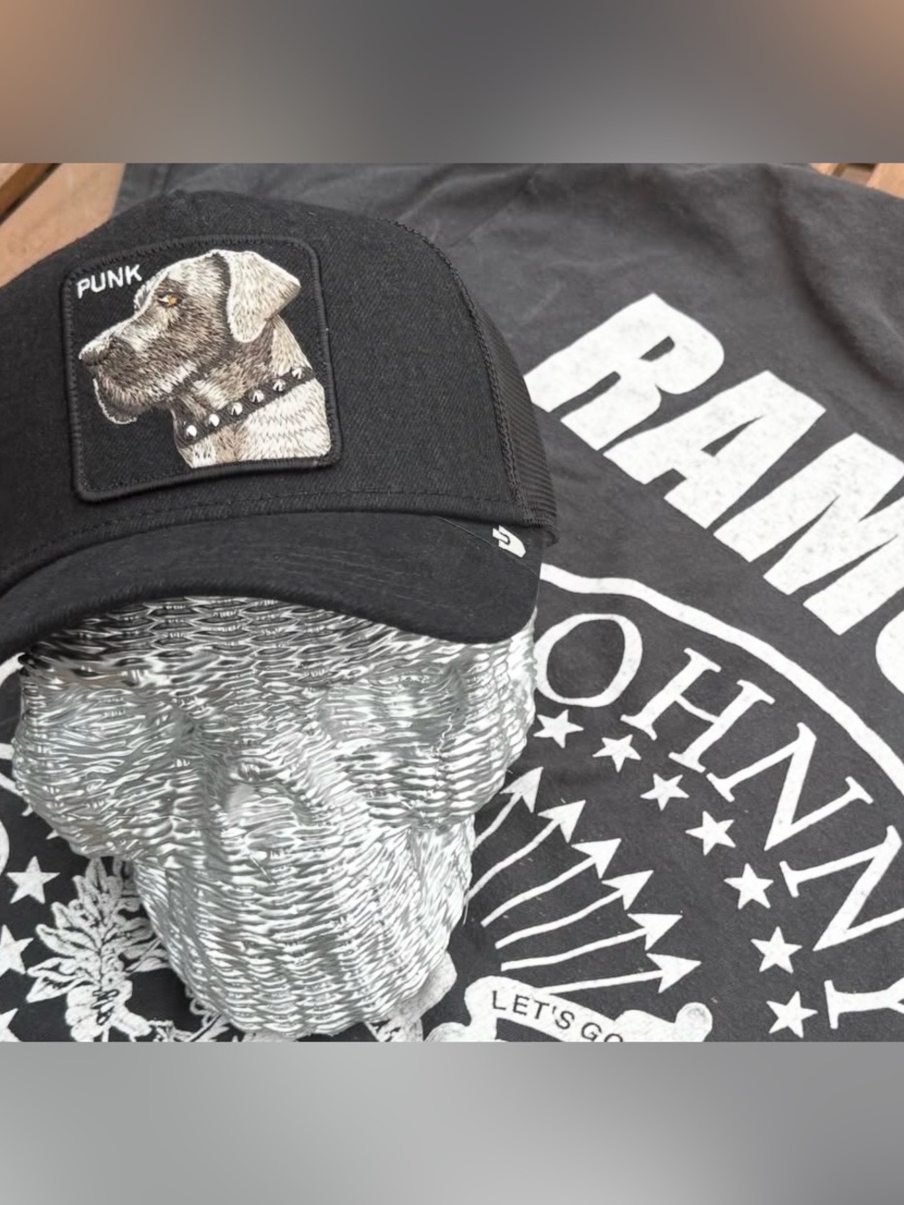 Goorin Animal Farm Baseball Trucker: Punk Dawg Dog Black Denim